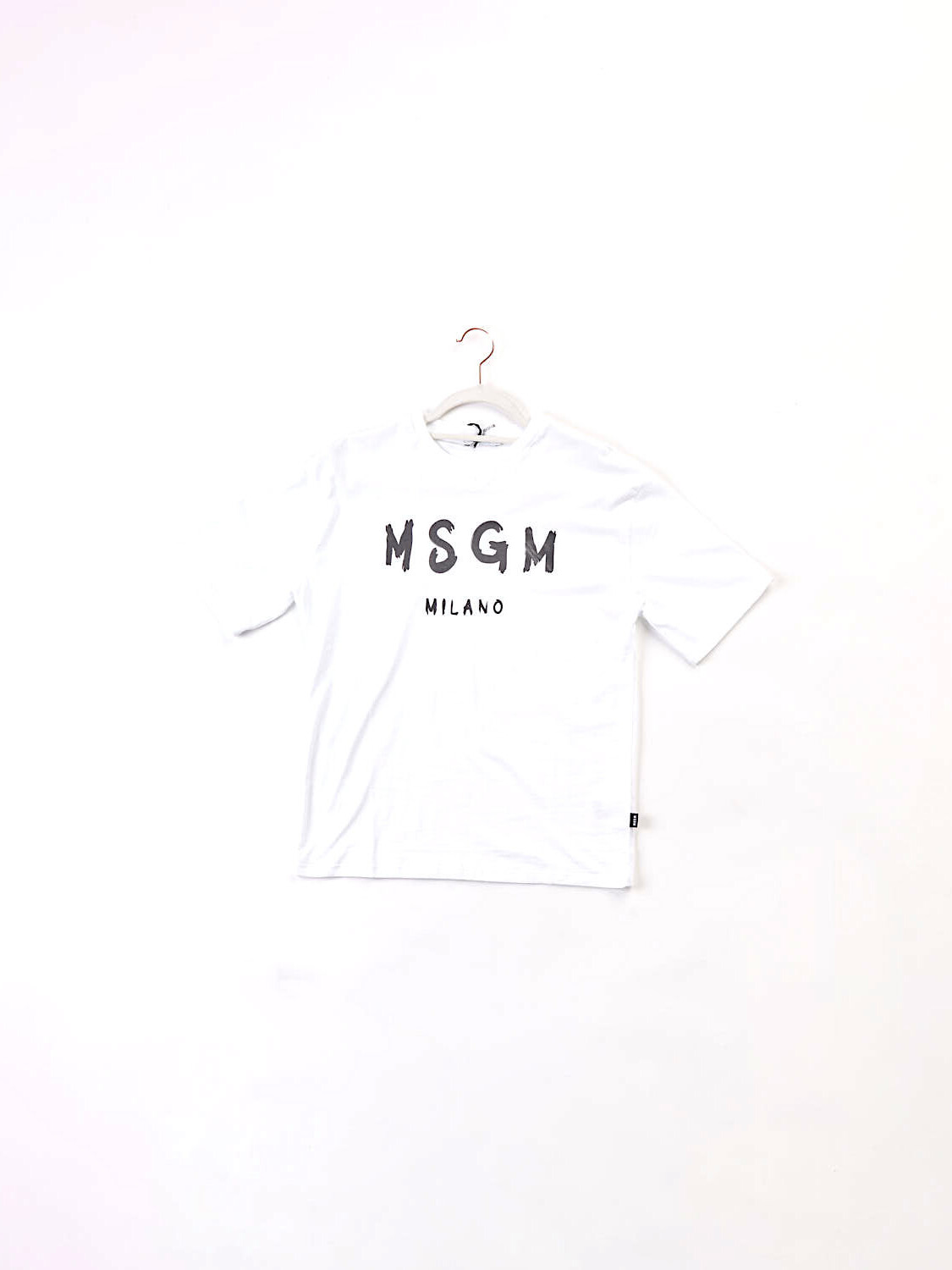 T-shirt basica bianca con stampa logo classico MSGM
