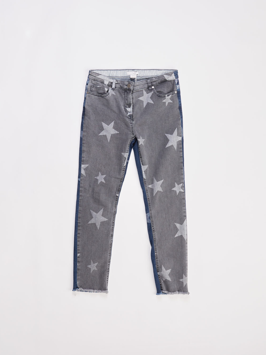 Jeans in denim con stampa stelle effetto scolorito bicolor STELLA McCARTNEY
