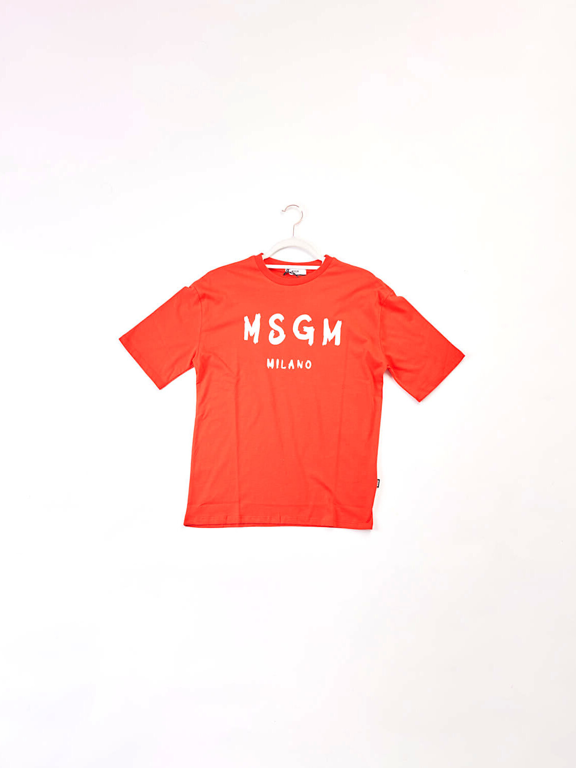 T-shirt basica rossa con stampa logo classico MSGM