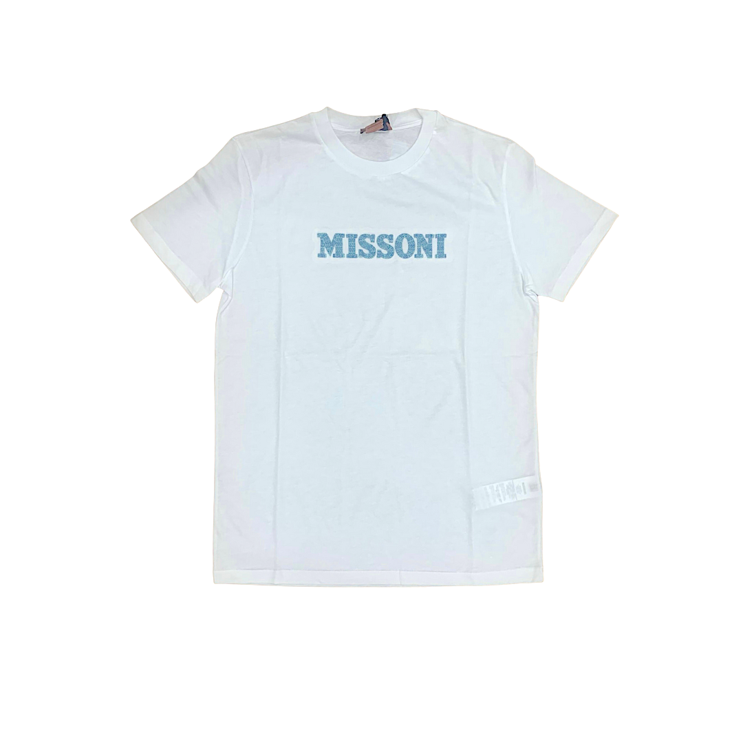 T-shirt bianca logo azzurro MISSONI