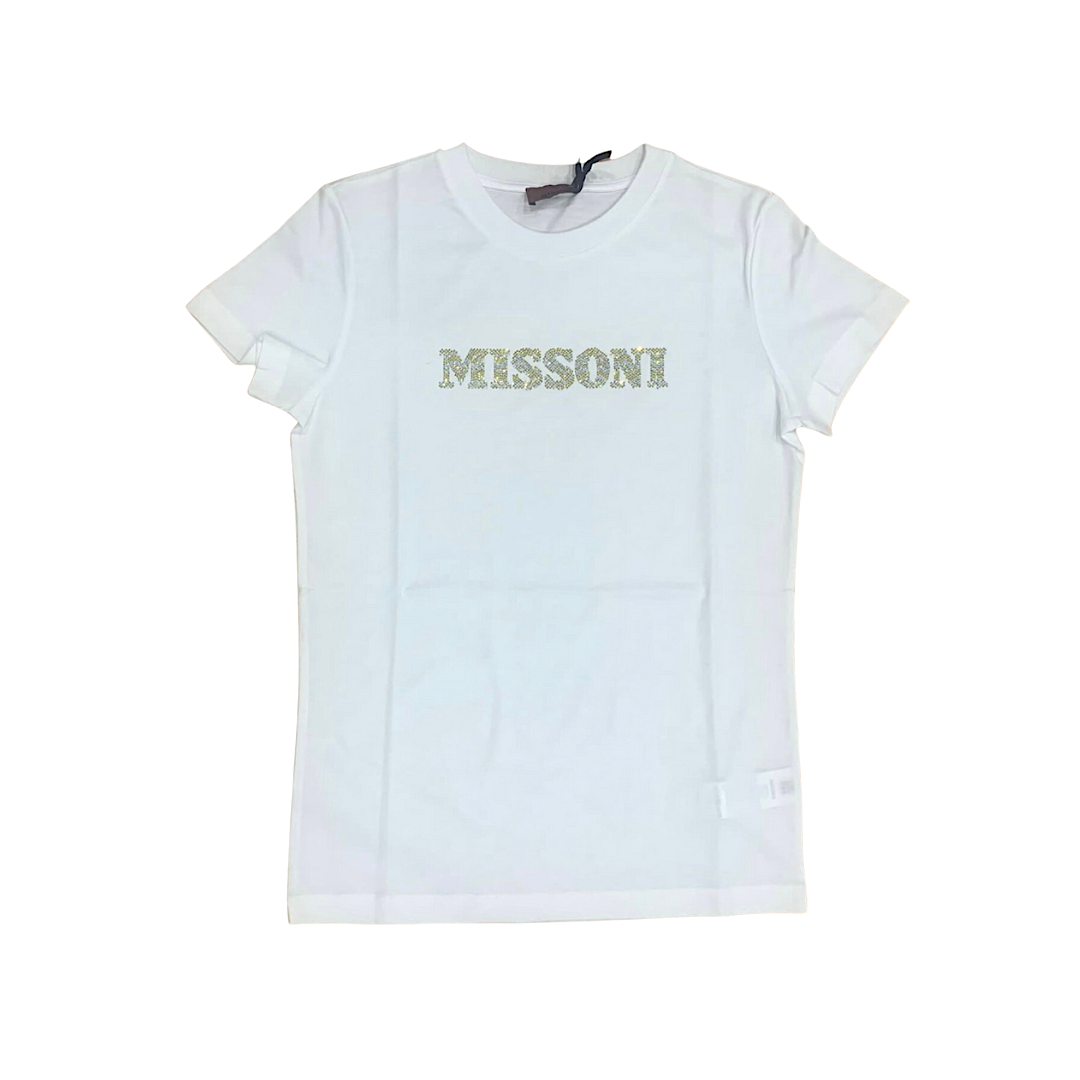 T-shirt bianca strass giallo argento MISSONI
