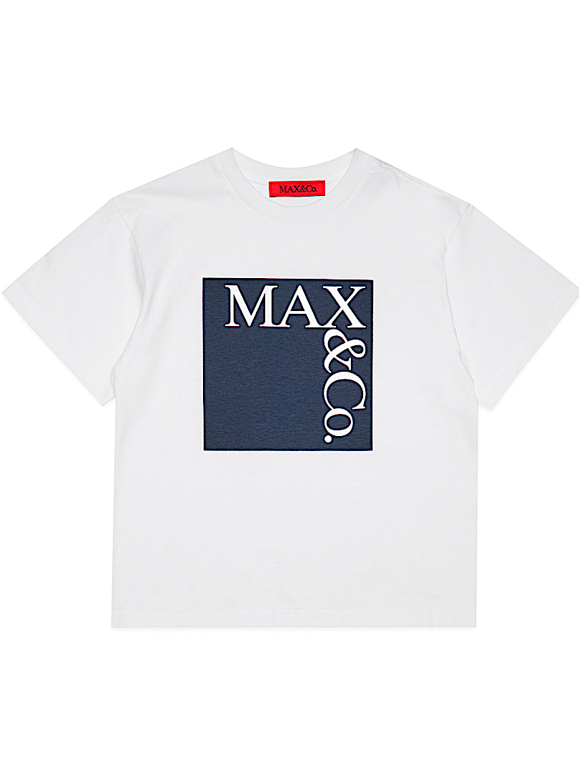 T-shirt bianca logo blu Max&Co