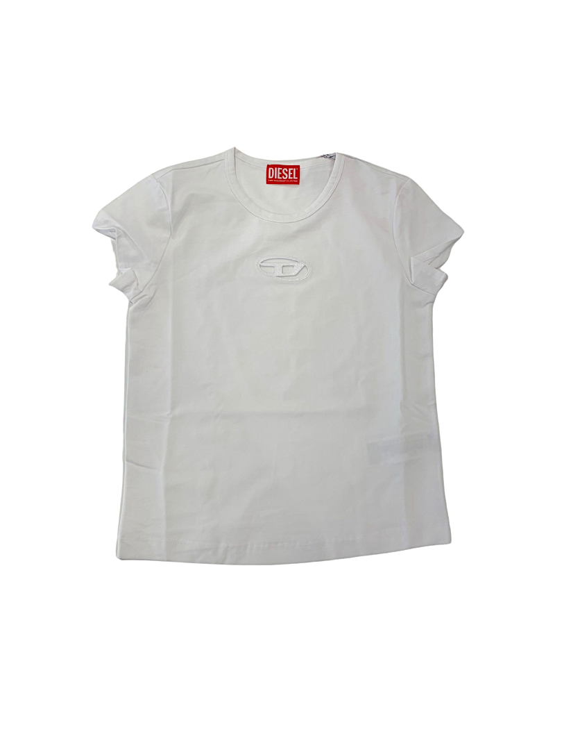 T-shirt bianca con logo forato DIESEL