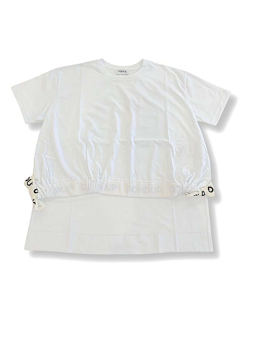 T-shirt bianca crop con fiocchi DONDUP
