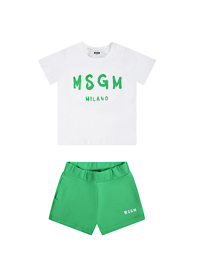 Set neonato t-shirt e shorts verde MSGM