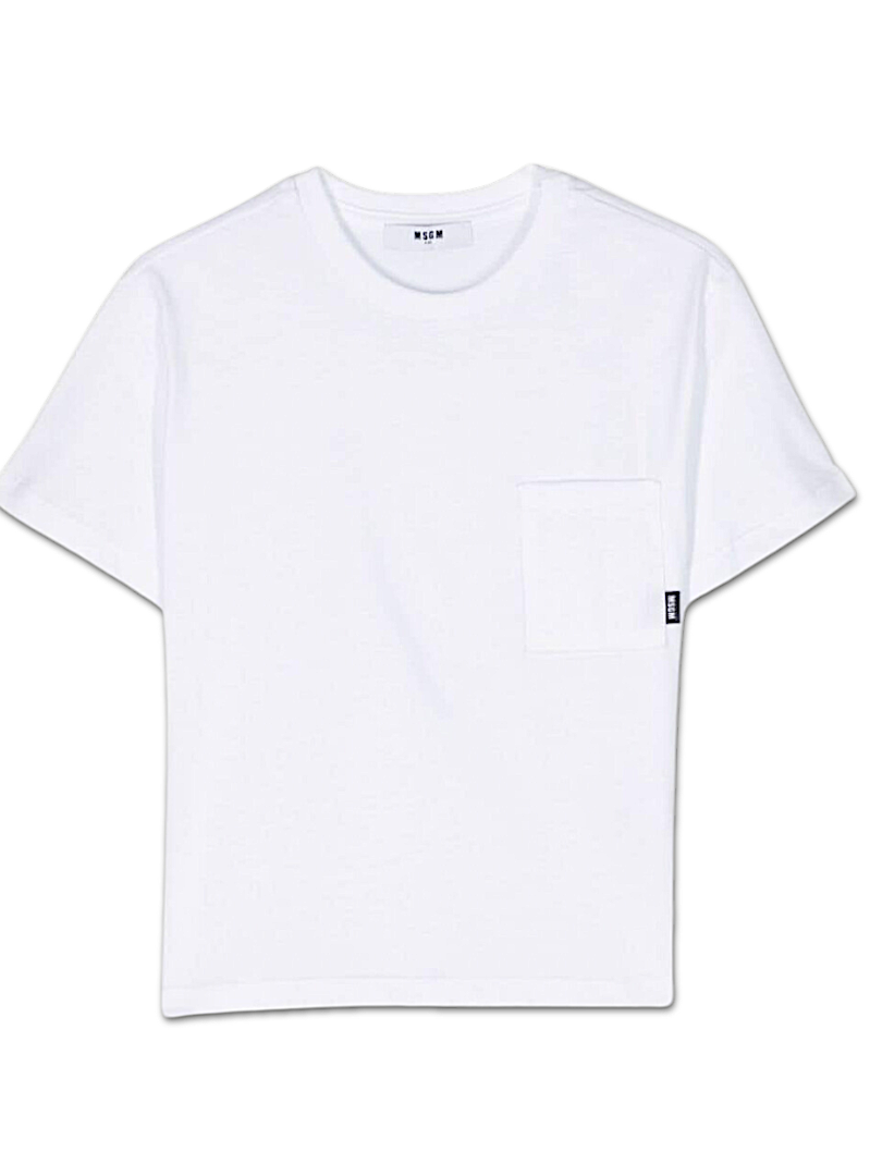 T-Shirt bianca con taschino MSGM