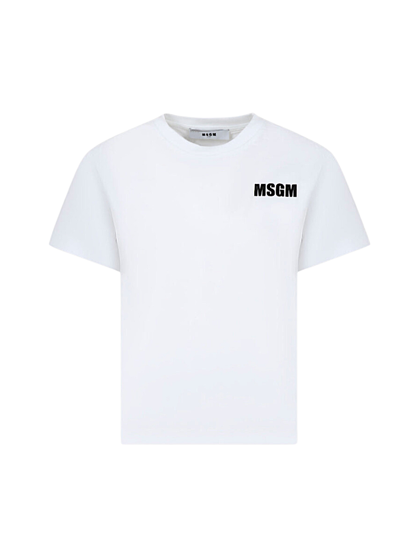 T-Shirt bianca maxi logo sul retro MSGM