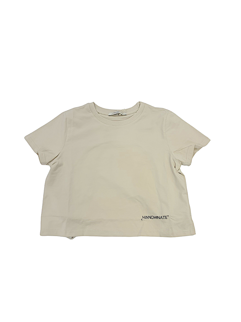 T-Shirt crop beige schiena nuda HINNOMINATE