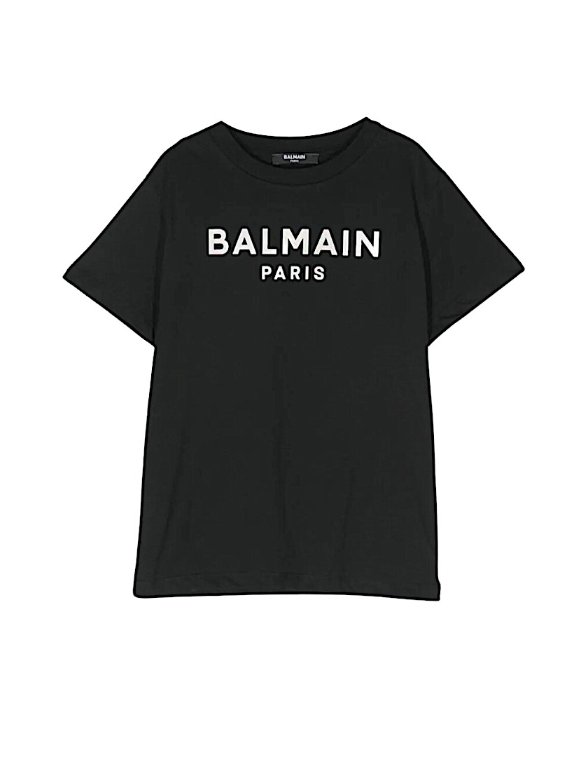 T-shirt iconica nera logo BALMAIN