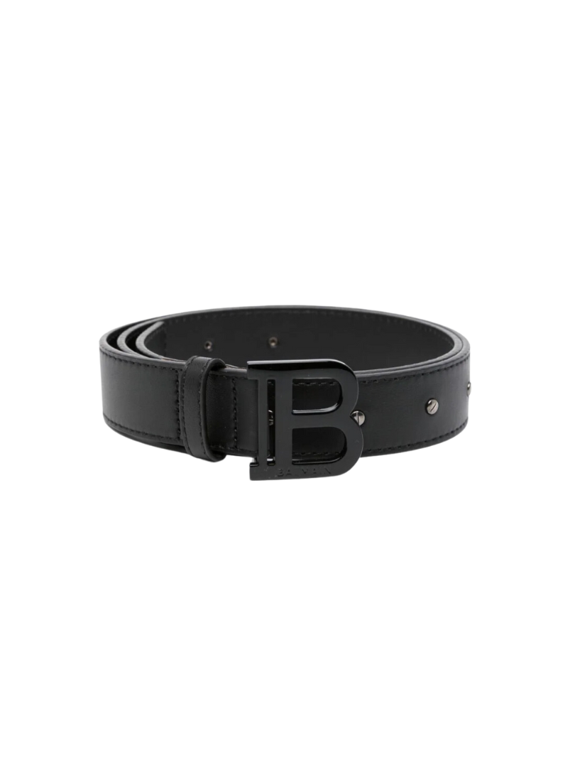 Cintura iconica total black con borchie BALMAIN